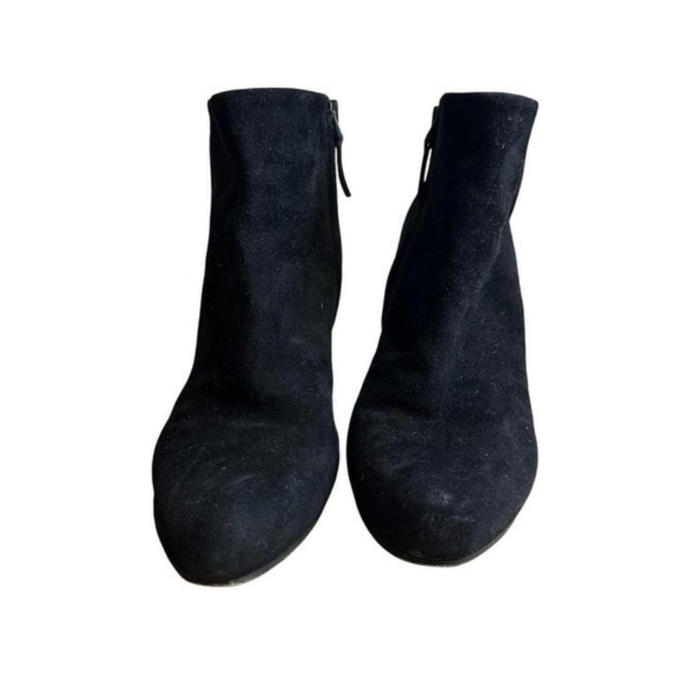 JIL SANDER Womens Suede Wedge Heel Ankle Boots Black Classic Elegant Dressy